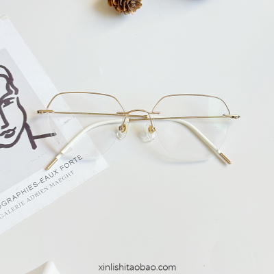 超轻纯钛半框近视眼镜带鼻托