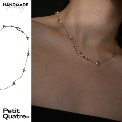 PetitQuatre925银实心爱心项链