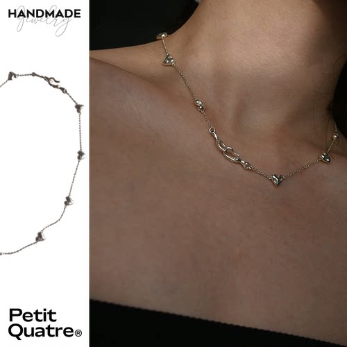 PetitQuatre925银实心爱心项链