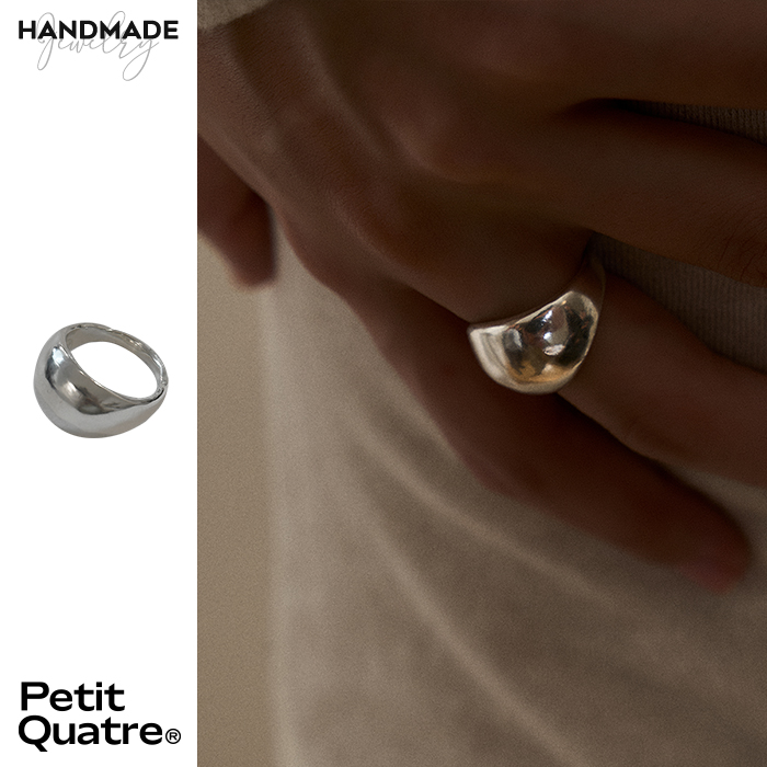 PetitQuatre男女哑光个性银戒指
