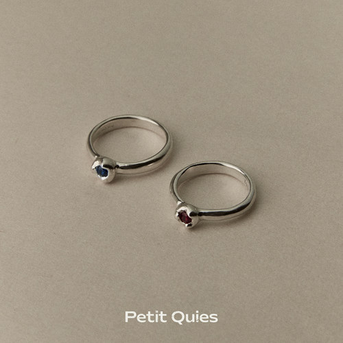 Petit Quies纯手工定制通体925银镶嵌天然红蓝宝石戒指典雅高级感