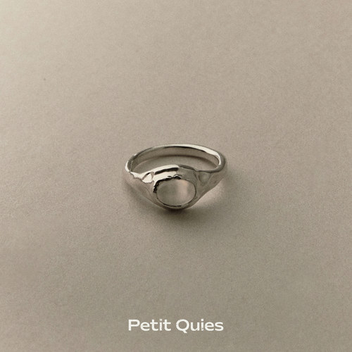 PQ纯手工制天然白玉髓镶嵌戒指