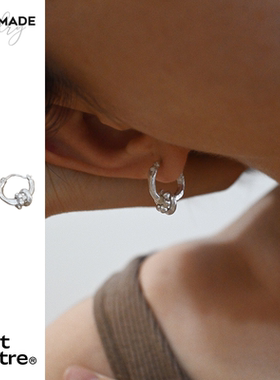 petitquatre纯手工定制通体925纯银花甜甜圈耳环原创设计