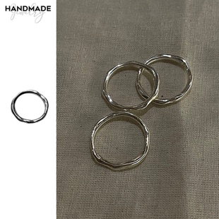 petitquatre原创设计百搭款手工银细戒指925纹理高级感