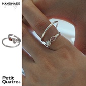 PetitQuatre原创设计不规则线条双环小众轻奢粉碧玺天然珍珠戒指