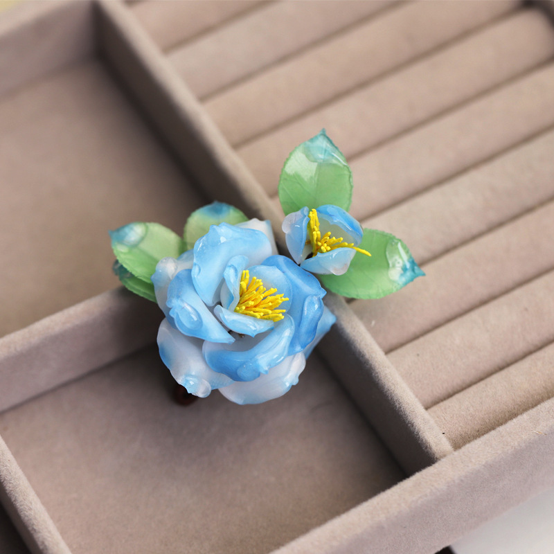 国风非遗手工制作绒花软簪新中式配饰复古旗袍女童汉服山茶花头饰