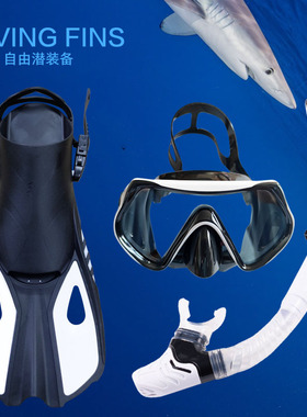 新款成人浮潜三宝套装深潜水眼镜全干式呼吸管调节短脚蹼游泳蛙鞋