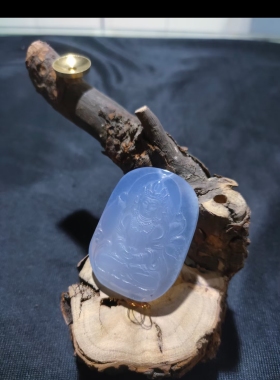 天然无优化蓝玉髓挂坠