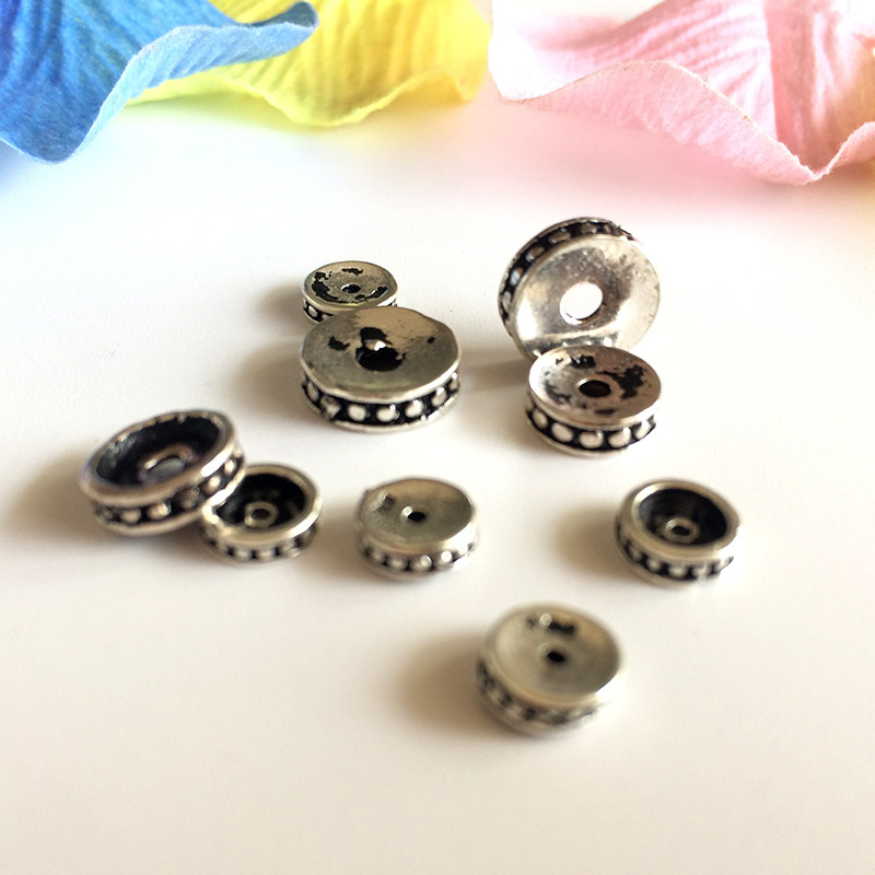 925纯银六字真言隔片泰银万字垫片隔珠配件 藏式佛珠手串DIY银饰