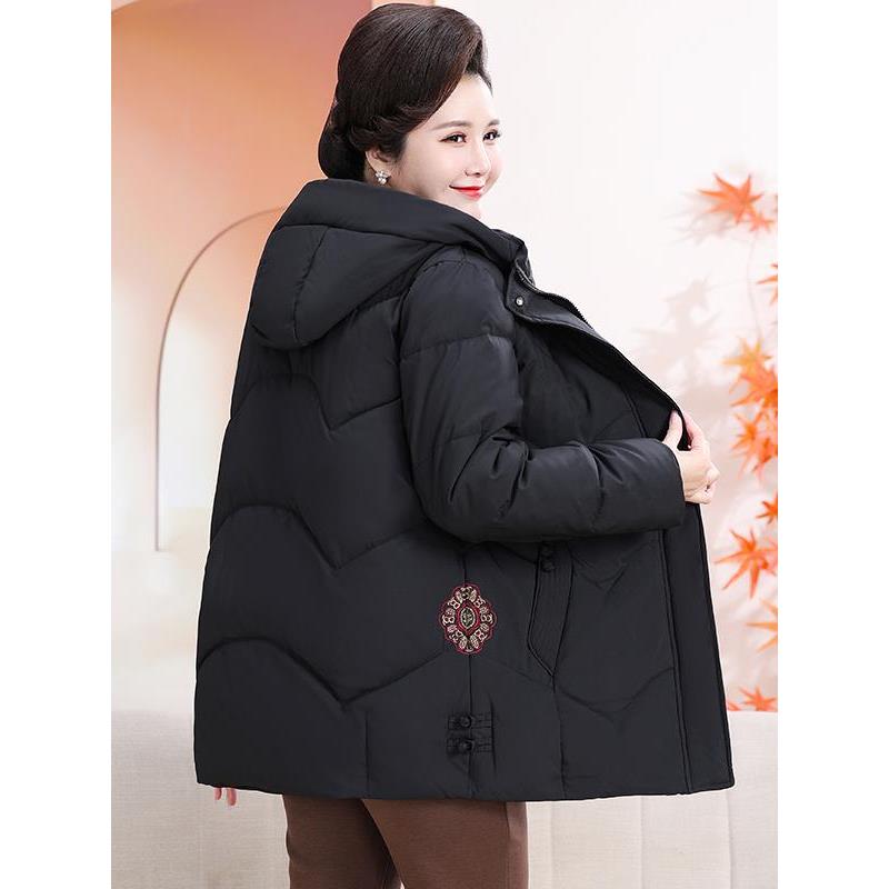中老年妇女贵族羽绒服老年母亲冬装中长加厚新型棉袄
