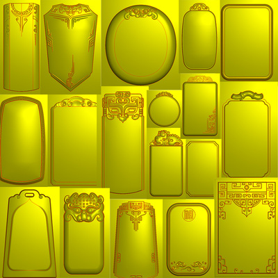 无事牌仿古带线18张精雕图打包玉雕图JDP浮雕图BMP木雕电脑雕刻图