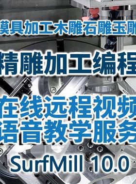 在线远程教学北京精雕SurfMill10.0四轴加工石雕玉雕木雕路径编程