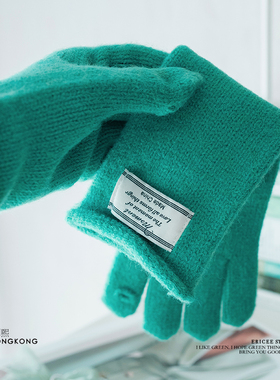 let's go，玩雪去~我的薄荷绿色的长腕手套，冬季保暖的分指手套
