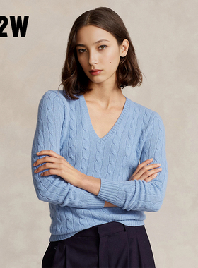 RTW复古老钱高级白灰修身羊毛衫黑山羊绒蓝色V领麻花内搭针织上衣