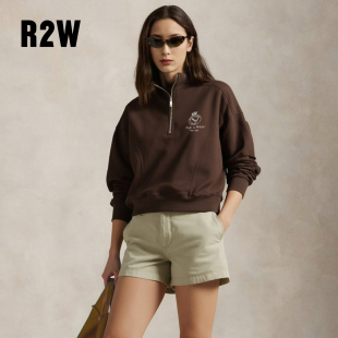 RTW美式 复古摩卡棕休闲套头纯棉卫衣女百搭慵懒休闲宽松黑色外套