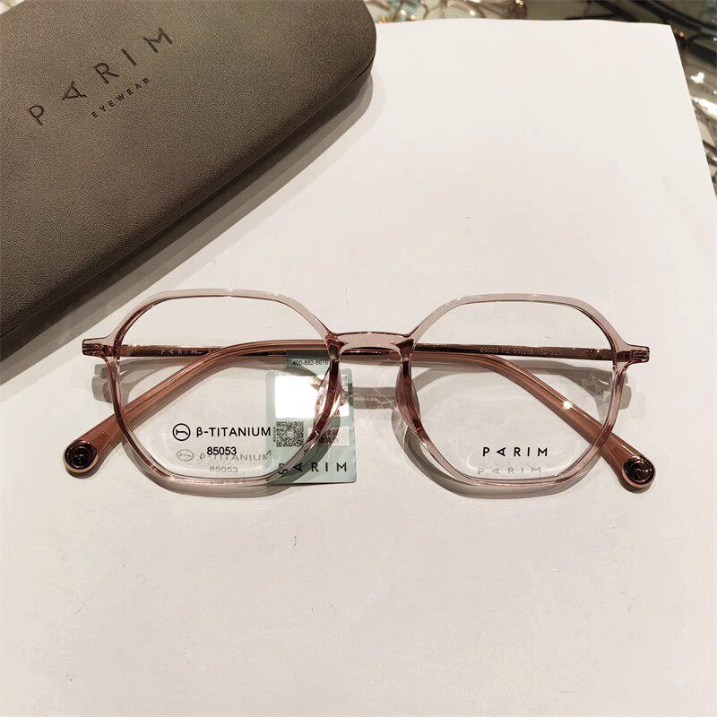 PARIM派丽蒙近视眼镜框超轻钛记忆镜架男大圆框透明女黑框TR85053