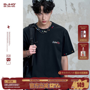 夏季 t恤男款 新款 刺绣凉感速干情侣款 女 BJHG不计后果 半袖 国潮短袖