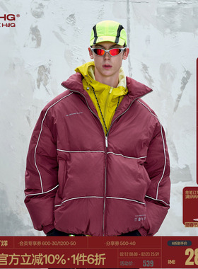 BJHG不计后果机能风反光条红色羽绒服男款冬季美式90白鸭绒羽绒服