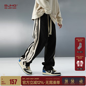 仿麂皮绒休闲裤 子男款 冬季 BJHG不计后果美式 潮牌宽松直筒百搭卫裤