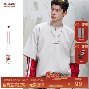 t恤凉感速干功能性宽松情侣装 男士 t恤女 复古夏季 BJHG不计后果美式