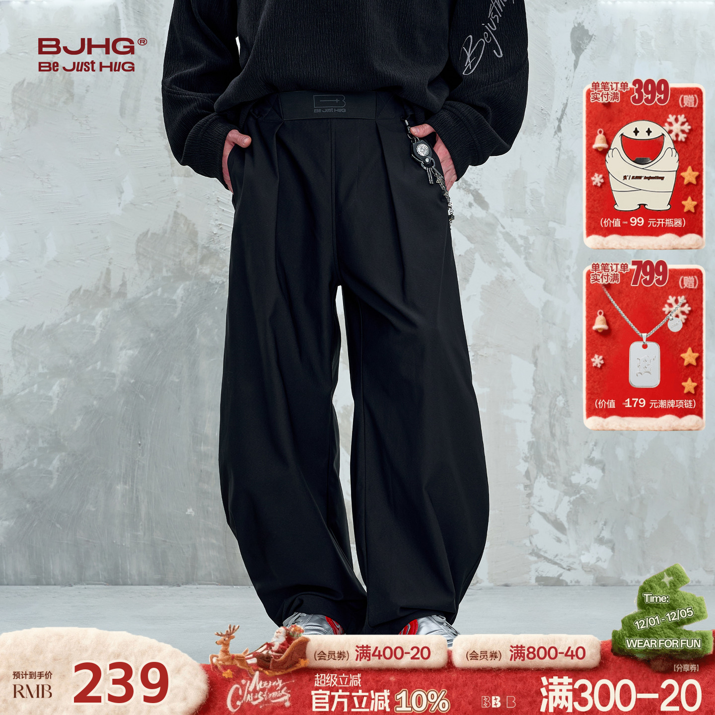 BJHG不计后果复古休闲弯刀工装裤子男款秋冬痞帅山系户外运动裤子