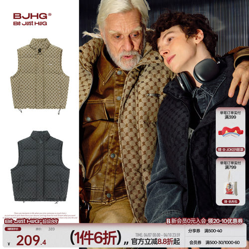 BJHG老花羽绒服美式复古无袖