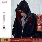 潮牌情侣拉链卫衣女 美式 BJHG不计后果小恶魔连帽卫衣外套男款 春季