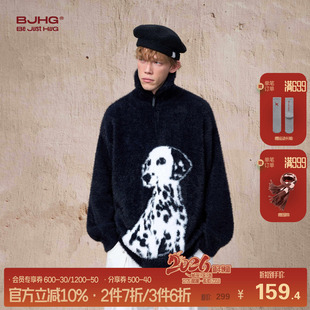 外套情侣毛衣 慵懒感针织衫 BJHG不计后果斑点狗仿貂毛毛衣男装 冬季