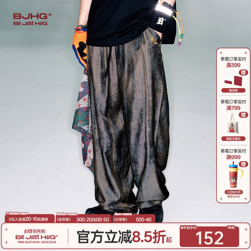 BJHG金属感轻薄透气垂感直筒裤子