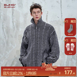BJHG不计后果废土风男士毛衣外套春季卫衣男装潮牌复古针织外套女