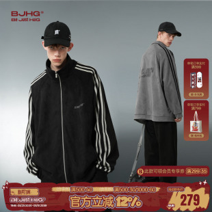休闲撞色立领夹克棒球服外套女 春季 BJHG不计后果美式 卫衣外套男款