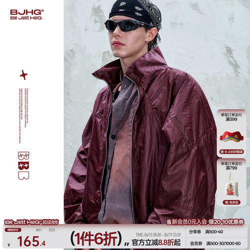 BJHG光泽感美式夹克皮外套男