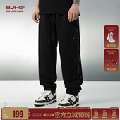 环保麂皮绒潮牌运动阔腿直筒裤 BJHG不计后果美式 冬季 子男款 休闲裤