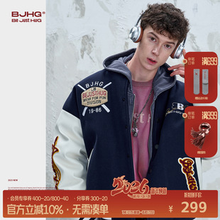 男装 秋冬季 复古痞帅夹克 棒球服外套男女款 BJHG不计后果泽西风美式
