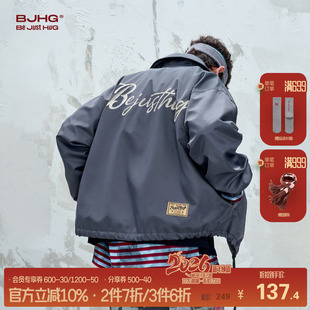 情侣装 秋冬季 潮牌复古棒球服女 飞行夹克外套男款 BJHG不计后果美式