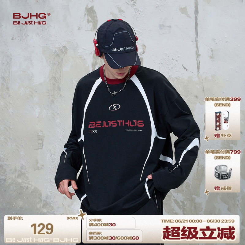 BJHG不计后果速干抗菌男士长袖t恤2025新款户外运动复古球衣T恤女
