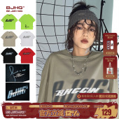 男款 t恤夏季 新款 BJHG不计后果 半袖 短袖 潮纯棉宽松情侣款 上衣 美式