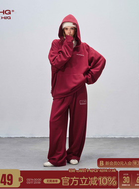 BJHG不计后果灯芯绒连帽卫衣男女款春季休闲裤子美式复古运动套装
