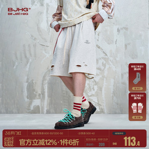 BJHG不计后果美式破洞男士短裤夏季2025新款复古宽松休闲五分裤子