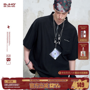 重磅珠地POLO衫 复古宽松简约半袖 男款 t恤夏季 女 短袖 BJHG不计后果