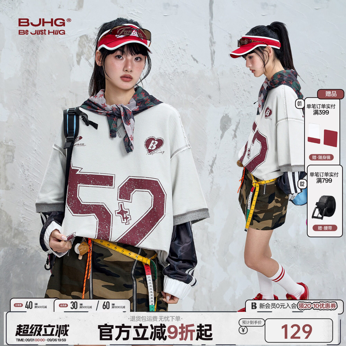 BJHG不计后果潮牌休闲棒球T恤图片