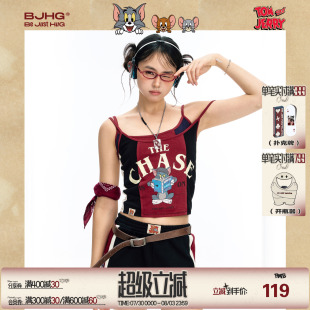 貓和老鼠聯(lián)名 BJHG不計后果復(fù)古撞色背心女夏外穿卡通甜妹吊帶
