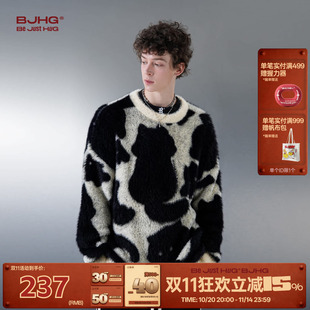 情侣毛衣女 秋冬针织衫 李昊同款 BJHG不计后果奶牛猫仿貂毛毛衣男款