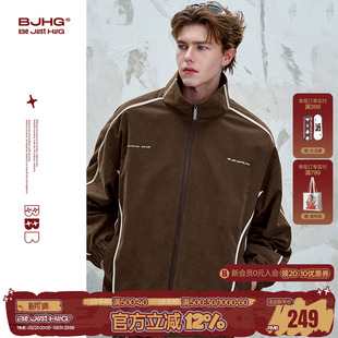 潮牌夹克柔丝绒休闲外套女 美式 BJHG不计后果复古运动外套男款 春季