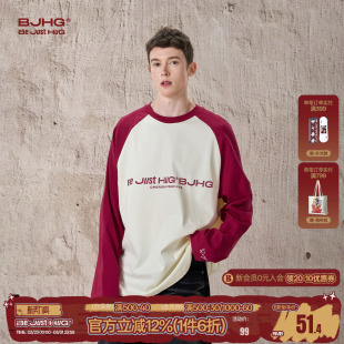 男款 复古打底衫 春季 潮牌纯棉插肩袖 t恤 BJHG不计后果 情侣长袖 美式