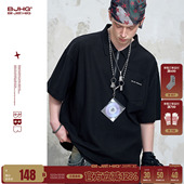 重磅珠地POLO衫 复古宽松简约半袖 男款 t恤夏季 女 短袖 BJHG不计后果