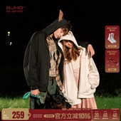 情侣装 BJHG不计后果杜宾犬连帽加绒卫衣男款 潮牌新款 美式 外套 春季