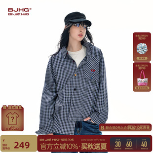 【极简通勤系列】BJHG不计后果学院风格子长袖衬衫男士秋季外套女