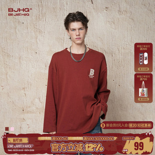 夏季 BJHG不计后果 t恤男款 纯棉长袖 宽松圆领卫衣针织情侣上衣 美式