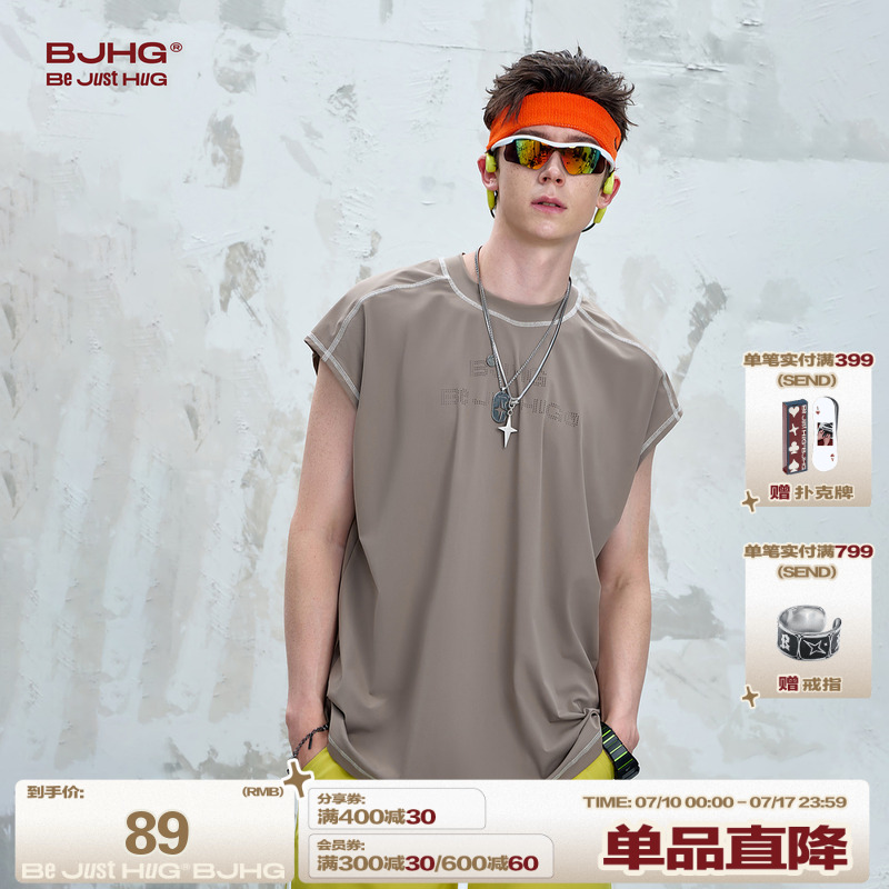 BJHG不计后果夏日透气速干背心男款宽松户外运动坎肩休闲无袖t恤